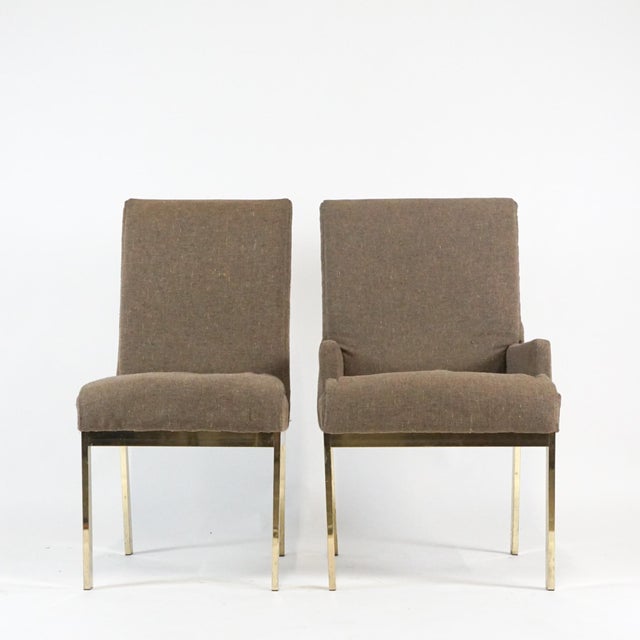 1970s 1970s Milo Baughman for Design Institute America Brass Tuxedo Parsons Chairs - Set of 6 For Sale - Image 5 of 11