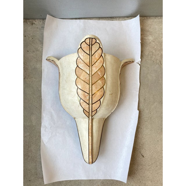 Casa Bique Inlaid Marble Stone and Brass Wall Sconce Lamp For Sale - Image 11 of 13