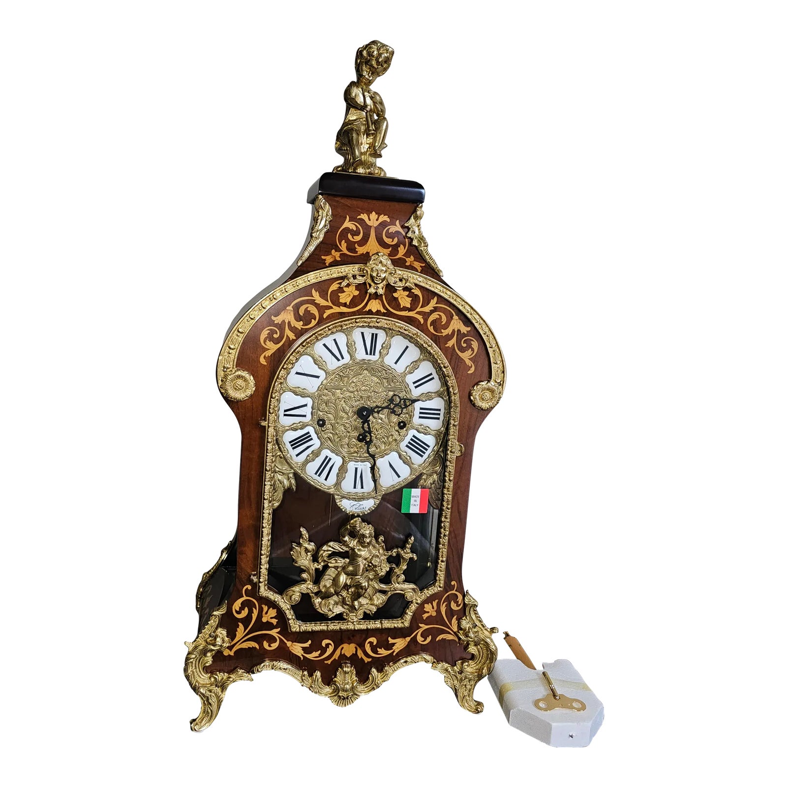 New Large Franz Hermle Mantel Clock in DeArt Italian Marquetry and