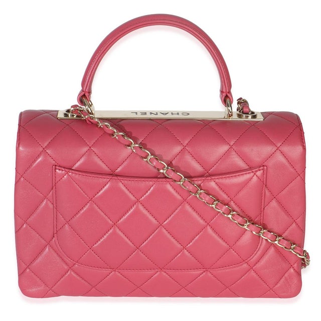 Chanel Pink Quilted Lambskin Medium Trendy CC Flap Dual Handle Bag For Sale - Image 4 of 9