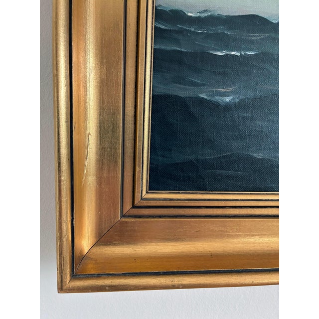 Seascape with Sailing Ship, Oil Painting, Framed For Sale - Image 9 of 15