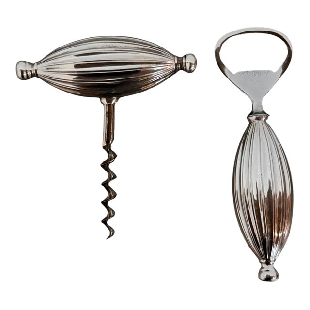 Ribbed Sterling Silver Barware by Pedro Duran Morales, C. 1950 For Sale
