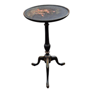 Victorian Ebonized and Chinoiserie Decorated Candle Stand