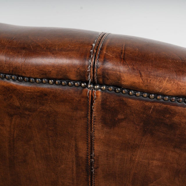 Pair of 20th Century Danish Vintage Brown Leather Wingback Club Chairs For Sale - Image 16 of 18