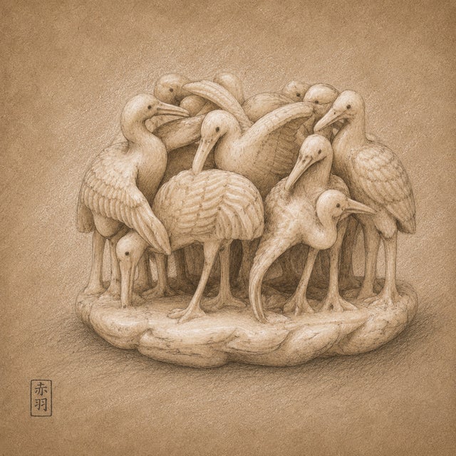 Japanese Edo Netsuke Archive Tadelakt Texture 8 by 8 Square Gallery Board Prints Set of 6 For Sale In San Antonio - Image 6 of 17