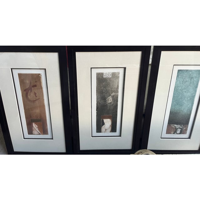 Artist Enrico Embroli, set of 3, mixed media nudes subject matter. Professionally framed. Original. Signed. Titled:...