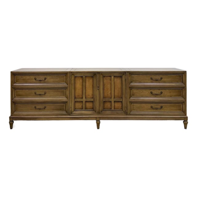MCM Modular Three Piece Buffet Console Server Vintage Grey Green Server For Sale