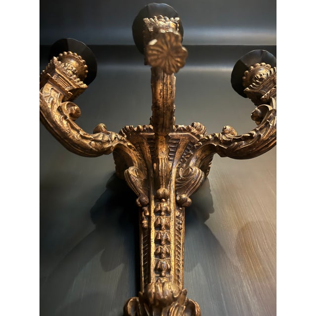 French Late 19th Century Large Gilded Wall Sconces - a Pair For Sale - Image 3 of 11