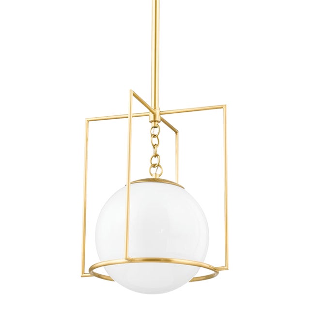 Mitzi Frankie 1-Light Small Pendant, Aged Brass For Sale