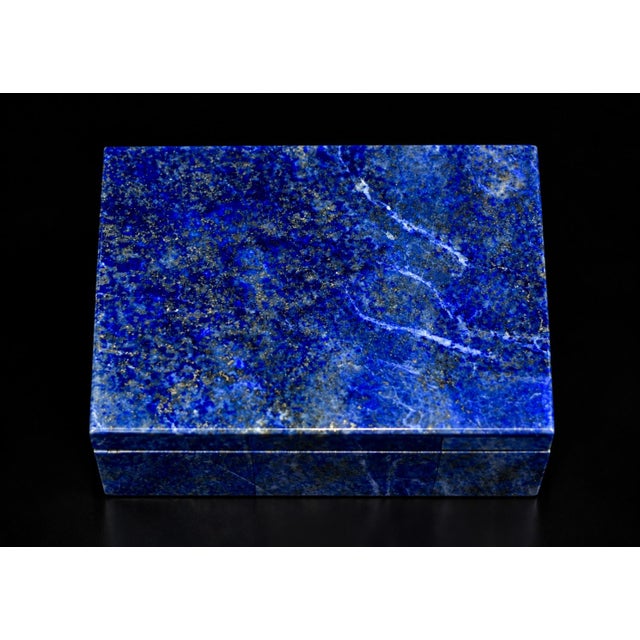 Gemstone Lapis Lazuli Box Single Panel Whole Slab Top Italian Made No Dyes or Fillers For Sale - Image 7 of 13