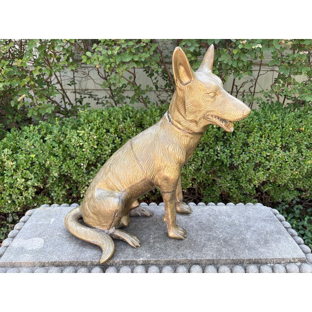 1960s 1960s Hollywood Regency Brass German Shepherd For Sale - Image 5 of 13