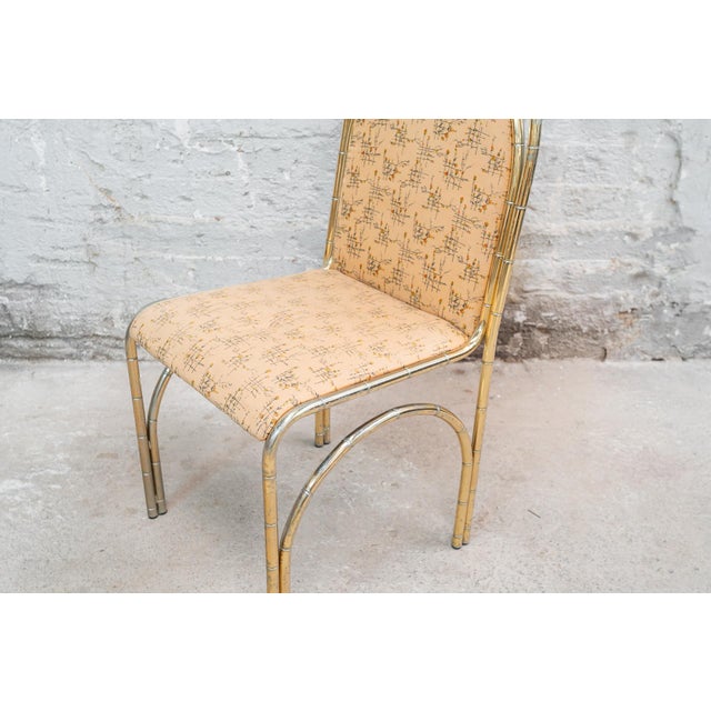 Vintage Italian Chairs with Brass Frame and Bamboo, 1970s, Set of 4 For Sale - Image 6 of 7