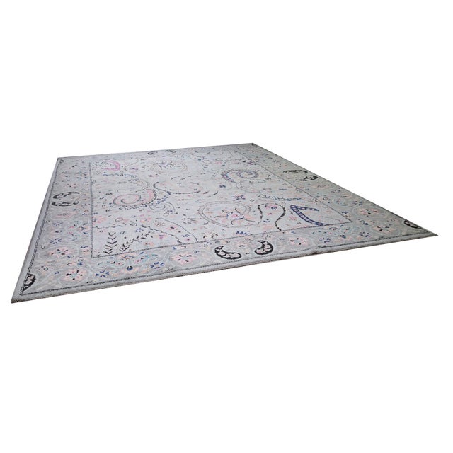 Vintage Turkish Oushak Hand-knotted with care using traditional rug-making techniques, this wool rug blends timeless...