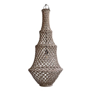 Taupe Macrame Tara Boho Coastal Pendant Light Medium For Sale