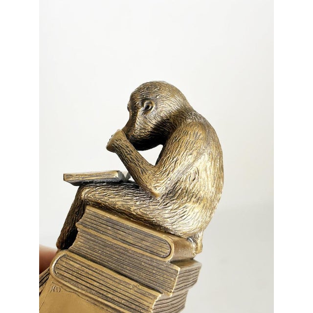 Bookends Depicting Sculptures of Monkeys in Gilded Metal, France, 1970s, Set of 2 For Sale - Image 10 of 14