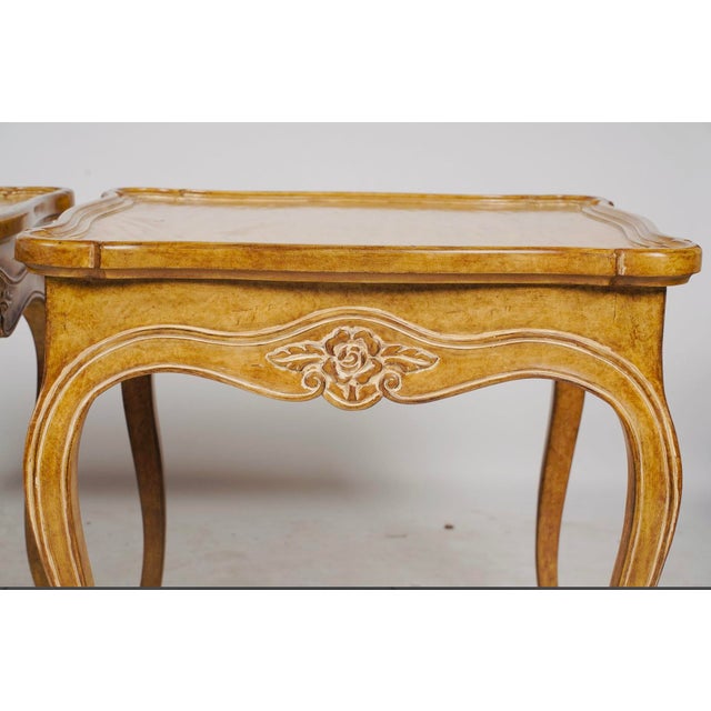Late 20th Century Late 20th Century Pair of Judson Rothschild Italian Rococo Louis XV Style End Tables | Distressed Walnut Finish For Sale - Image 5 of 8