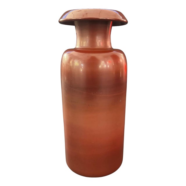 Opaque Pompeiian red glass vase, Italian 1960s For Sale