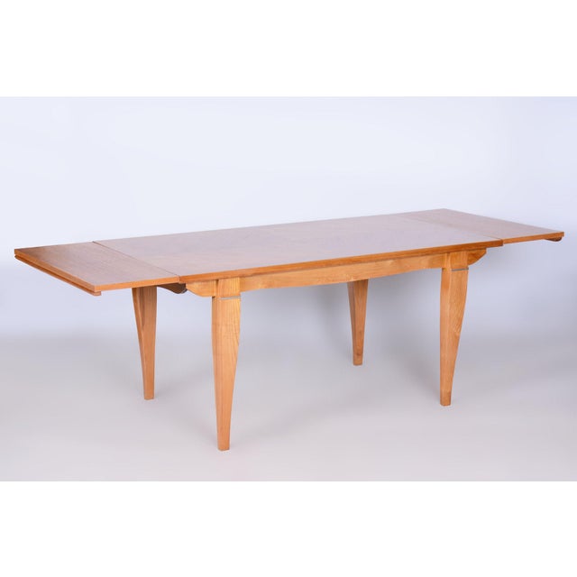 Art Deco Oak & Spruce Folding Table attributed to J. Leleu, France, 1920s For Sale - Image 6 of 18