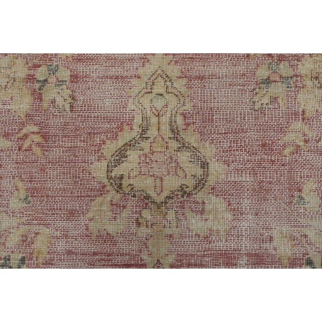 Tabriz Rug 6’3” X 10′ Pink Wool Vintage Distressed Hand-Knotted Carpet For Sale - Image 9 of 15