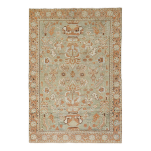 Persian Afshar Light Green Orange Border Rug