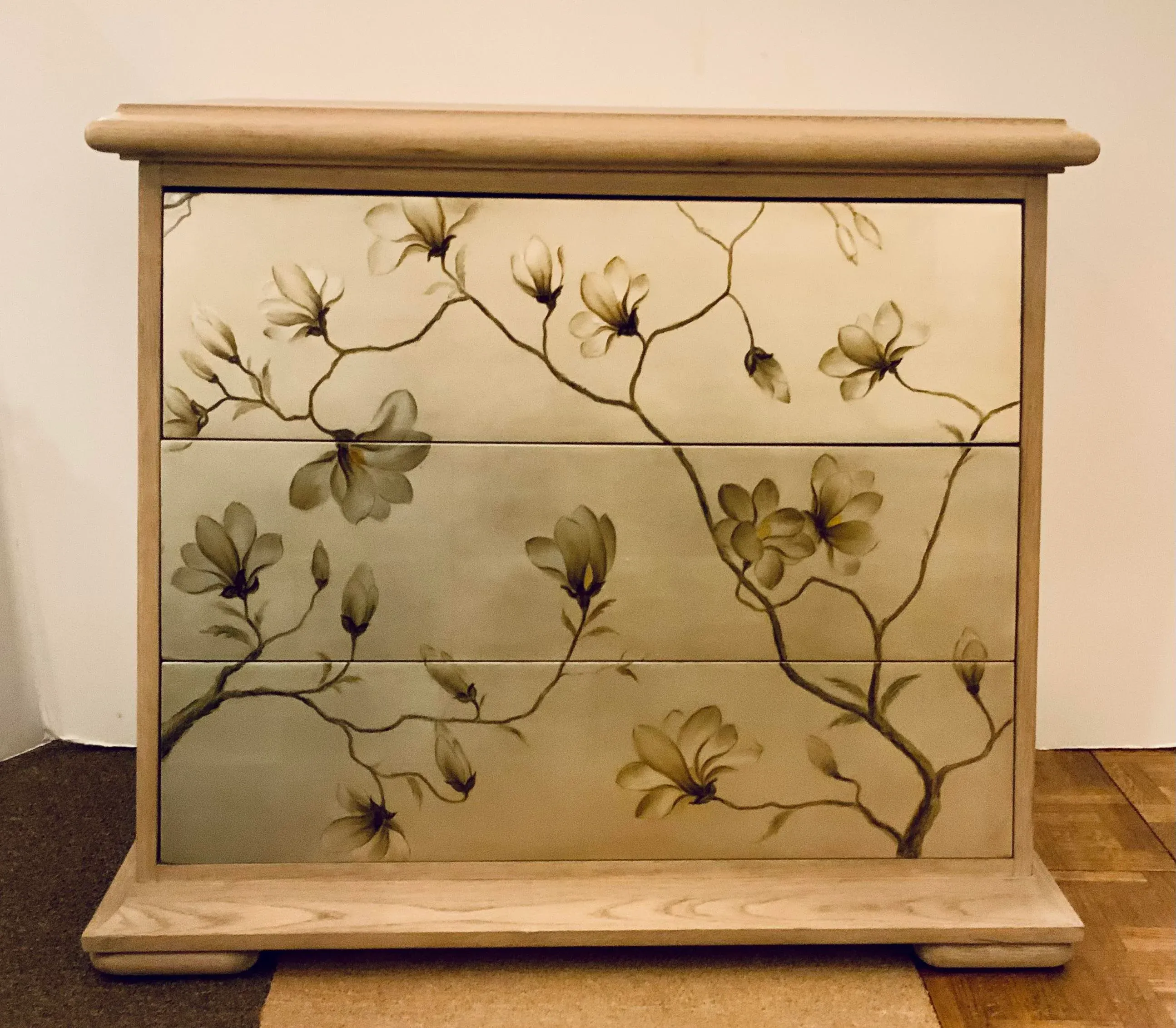 Baker Milling Road Modern Silver Leaf Flora Nightstand | Chairish