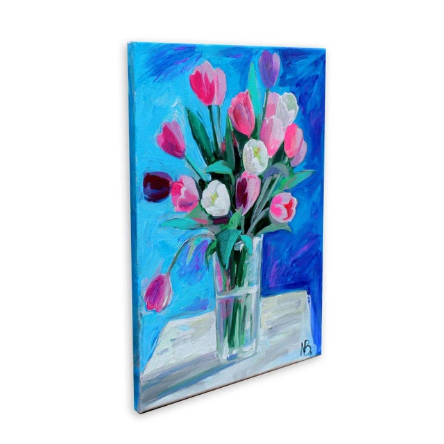 This is small acrylic painting of tulip bouquet, given to me by one of my very young students at the end of the school...