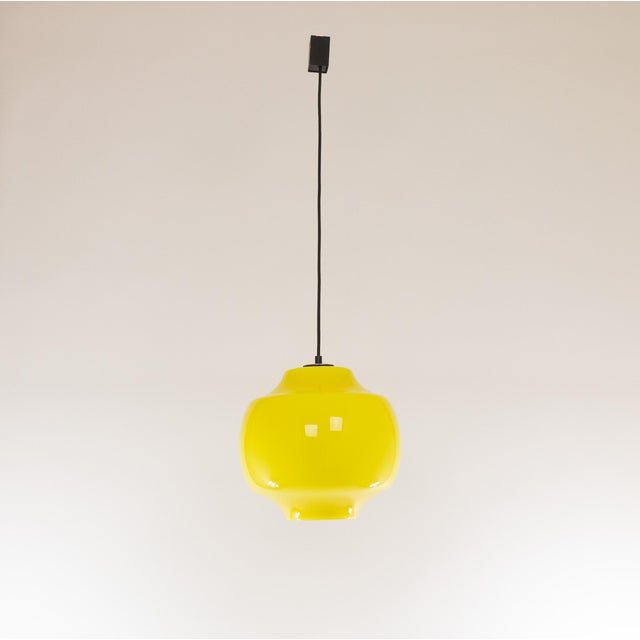 Metal Yellow Glass Pendant by Alessandro Pianon for Vistosi, 1960s For Sale - Image 7 of 9