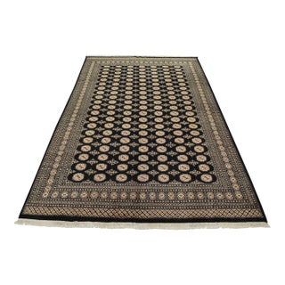 Bokhara Rug 9’2” X 12′ Black Wool Tribal Hand-Knotted Oriental Carpet For Sale