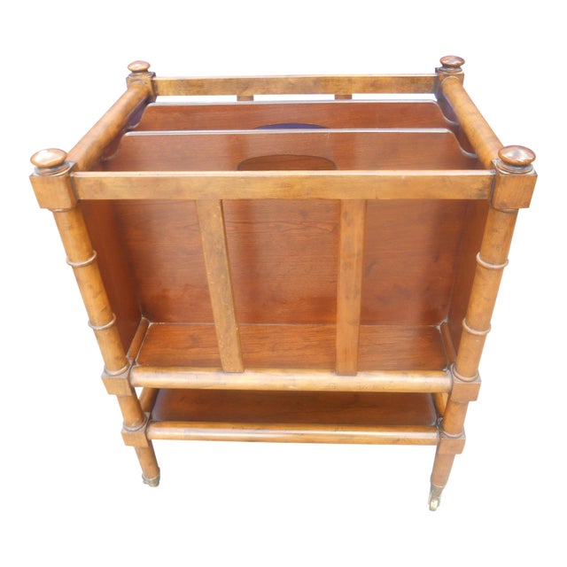 Vintage Baker Furniture Rolling Magazine Rack Brass Casters Chairish