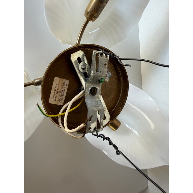 1970s Hollywood Regency Franco Luce Murano Calla Lily Glass & Brass Chandelier, Italy For Sale - Image 9 of 12