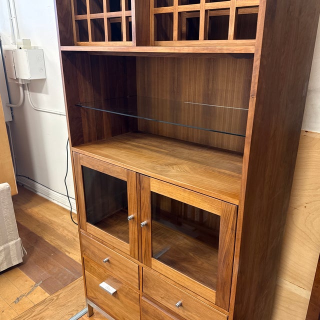 Shell Lake Woodcrafters for Room & Board Linear Walnut Wood Kitchen Hutch For Sale - Image 11 of 12