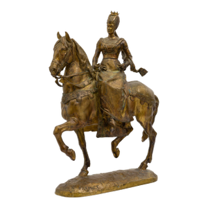 Emmanuel Frémiet Isabeau of Bavaria 1892 Signed Gilded Bronze Antique Sculpture