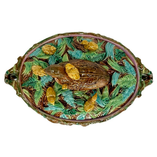Late 19th Century A George Jones Majolica Game Tureen With a Quail and Her Chicks, English, 1874 For Sale - Image 5 of 12