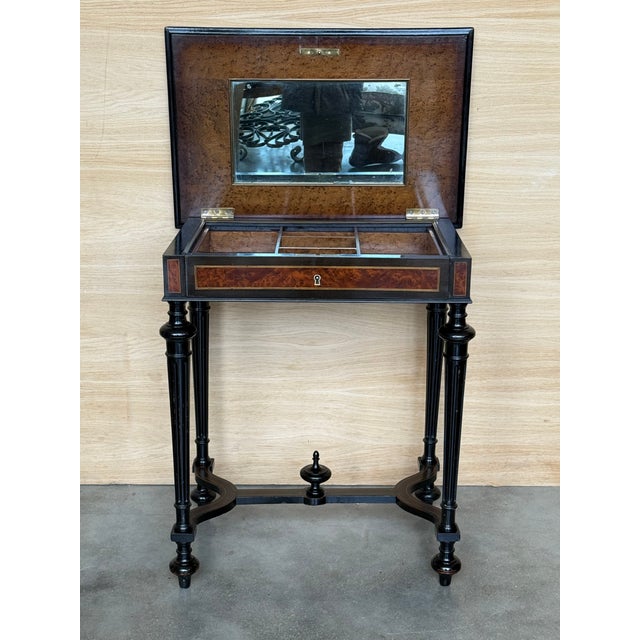 Late 19th Century Sewing or Side Table Napoleon III Wood Marquetry France For Sale - Image 10 of 17