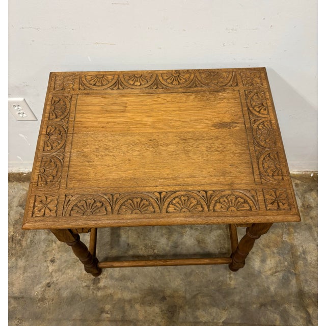 19th Century English Oak Table With Lunette Frieze Detail For Sale - Image 4 of 11