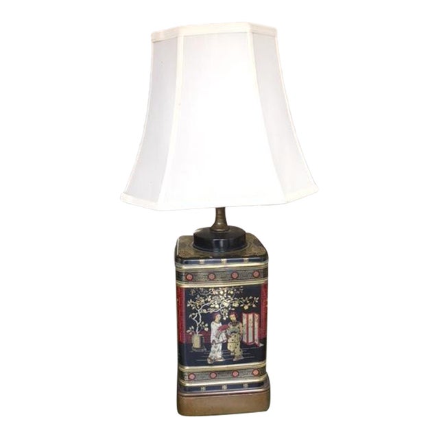 Early 20th Century Chinoiserie Tea Canister Lamp For Sale