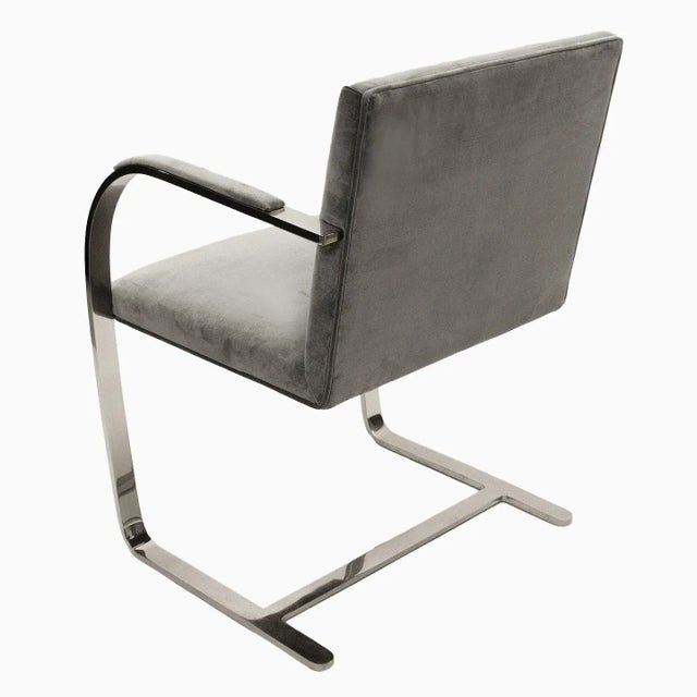 Mid-Century Modern Brno (Knoll) Flat-Bar Chairs in Light Grey, Steel Frame For Sale - Image 3 of 6