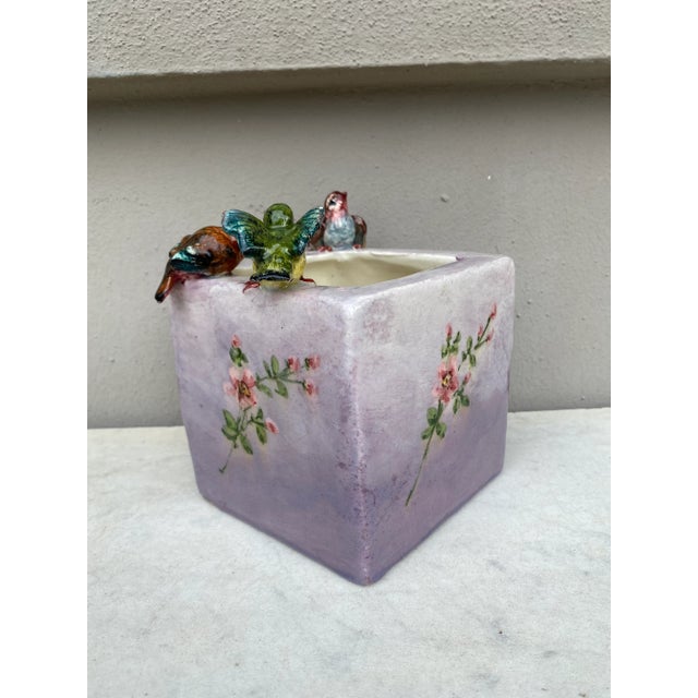 1900 - 1909 French Majolica Birds Cache Pot Jerome Massier Fils, Circa 1900 For Sale - Image 5 of 7