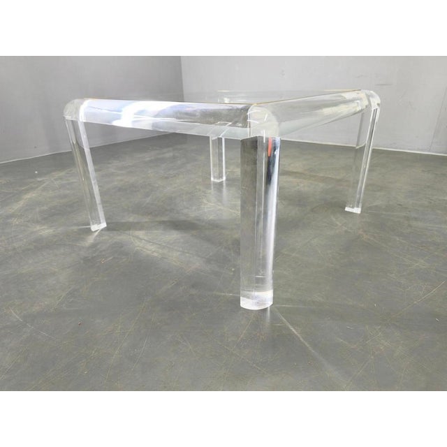 Italian Acrylic, Brass, and Glass Coffee Table, 1980s For Sale - Image 6 of 9