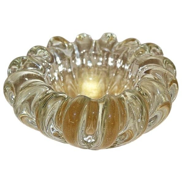 1970s 1970s Murano Venetian Gold Speckeled Bowl For Sale - Image 5 of 7