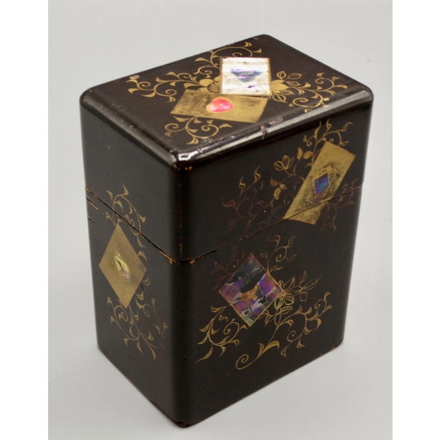 Black Antique Chinese Export Double Playing Cards Box For Sale - Image 8 of 10