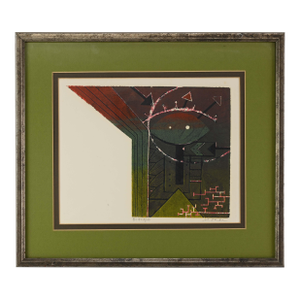 Mid 20th Century Masao Ohba Lithograph Titled "Time for Man", Framed