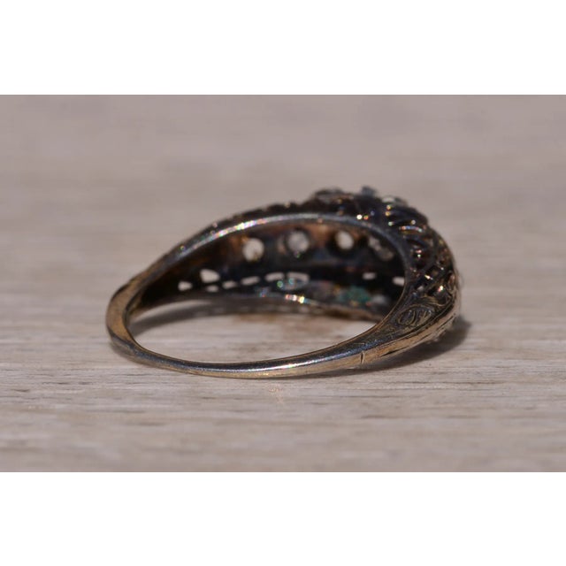 Metal The Double Springs: Antique White Gold Art Deco Rose Cut Diamond Ring For Sale - Image 7 of 11