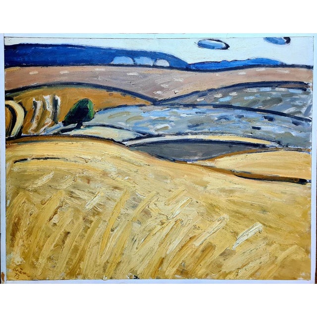 Black Jean Arene, The Corn Field, Blés a Vincelles, 1973, Oil on Canvas For Sale - Image 8 of 8