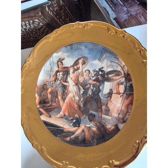 Six Old Master Renaissance Art Cabinet Plates With Gold Exterior Rims For Sale - Image 4 of 14