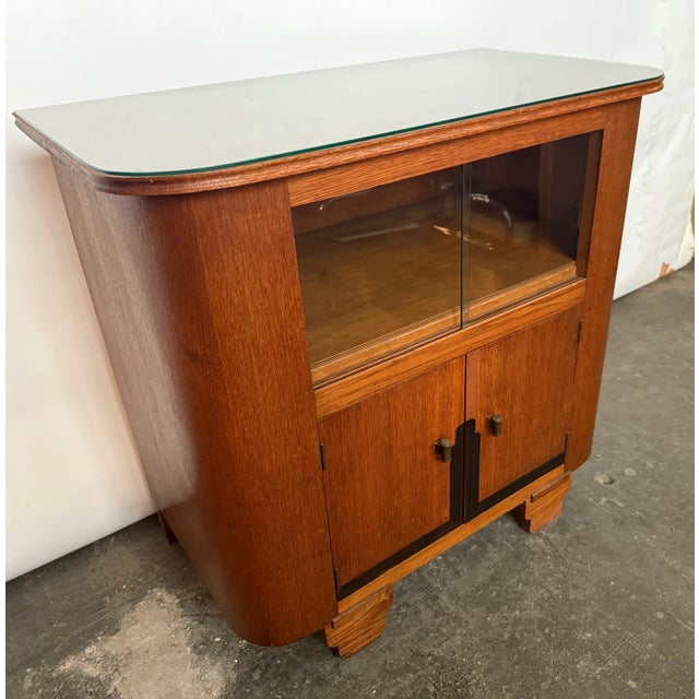 Dutch art deco tea cabinet, can also be used as bar, 1930s, with typical stylistic elements of the Amsterdam School; solid...
