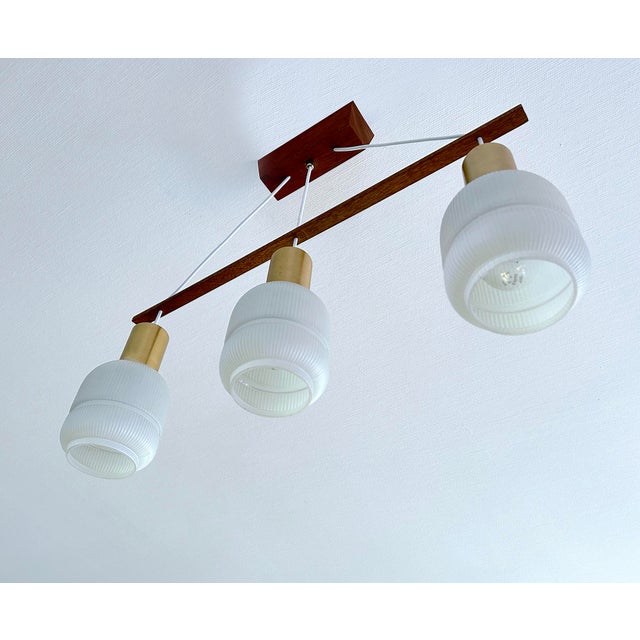 Scandinavian Pendant Light in Glass and Teak, 1960s For Sale - Image 18 of 18