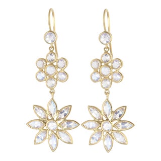 Ico & the Bird Moonstone 22k Gold Earrings - 2 Pieces For Sale