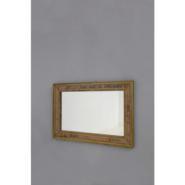Metal Large Vintage Italian Brass Wall Mirror, 1960 For Sale - Image 7 of 7
