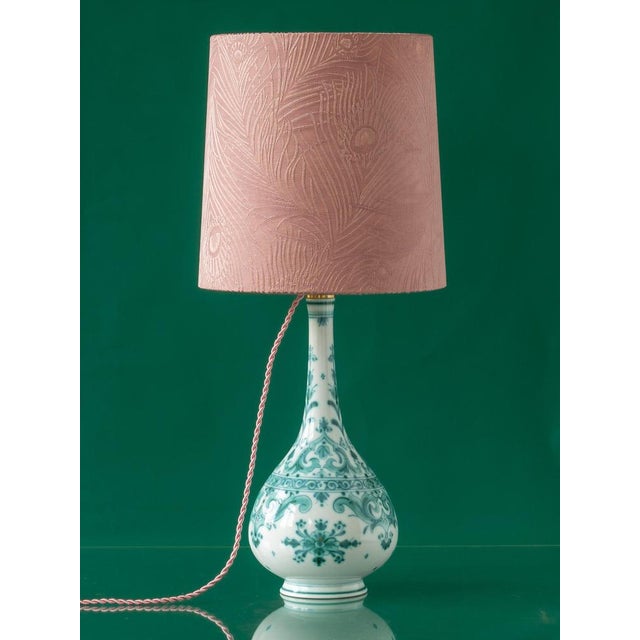 Green Royal Delft Green Delvert Ceramic Table Lamp with New Liberty London Shade from De Porceleyne Fles, 1970s For Sale - Image 8 of 10
